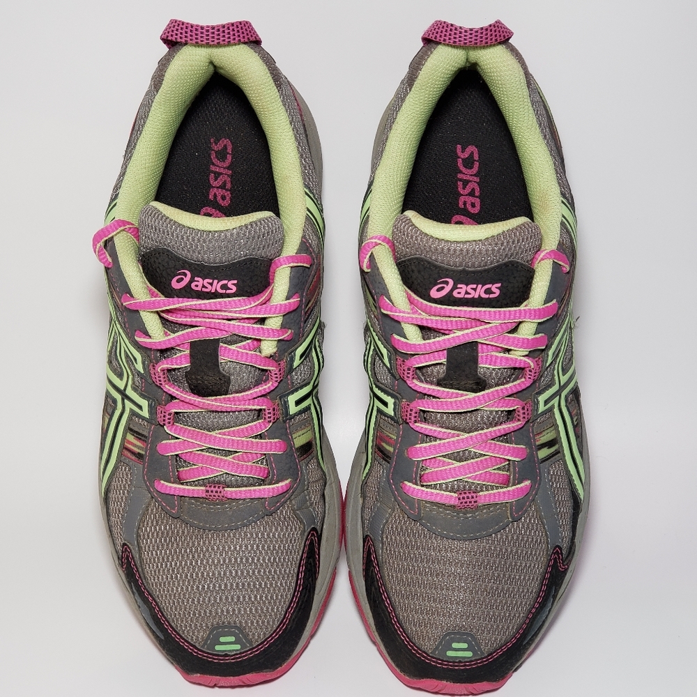 Asics Womens Gel Venture 5 T5N8N Gray and Green Running Shoes Lace Up Sz 9.5 - Picture 2 of 10